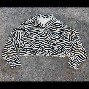 Zebra Cropped Jean Jacket — Sunset + Spring — size S